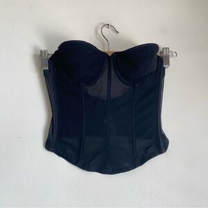 Black corset bustier top with mesh back